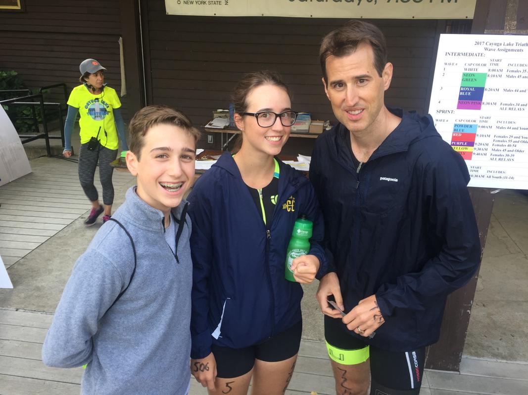 Scott and the kids before the race