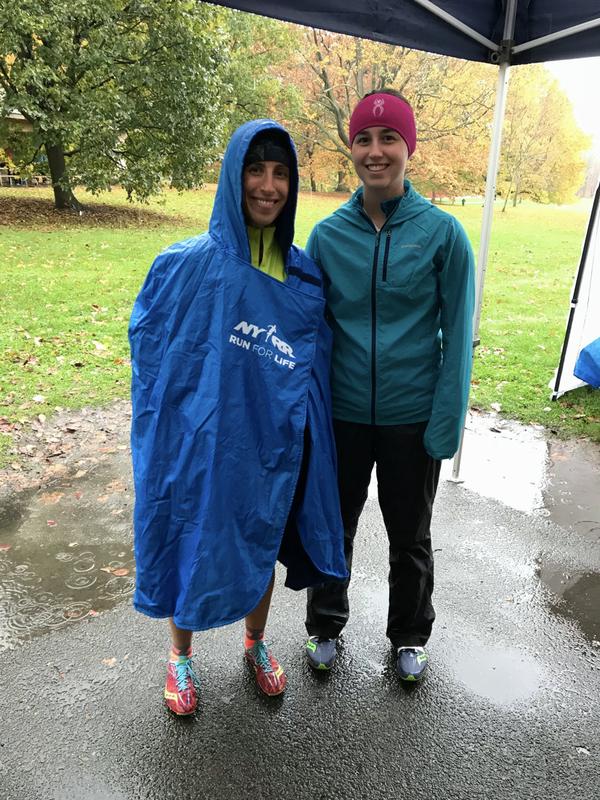 Staying warm and dry with Elizabeth.