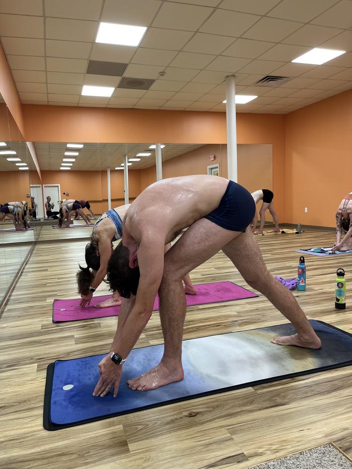 Standing head to knee pose Standing head to knee pose
